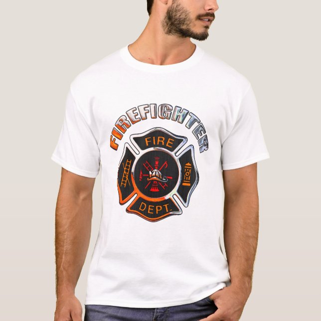 Feuerwehr-Chrom-Abzeichen T-Shirt (Vorderseite)