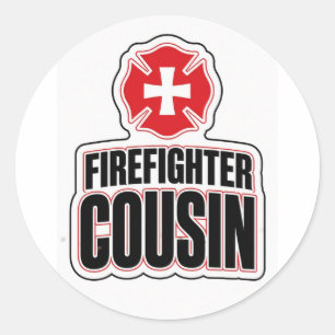Feuerwehr-Cousin Runder Aufkleber