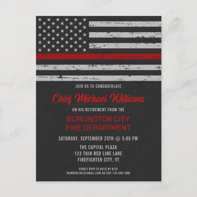 Feuerwehr der Thin Red Line Feuerwehr Einladungspostkarte (Vorderseite)
