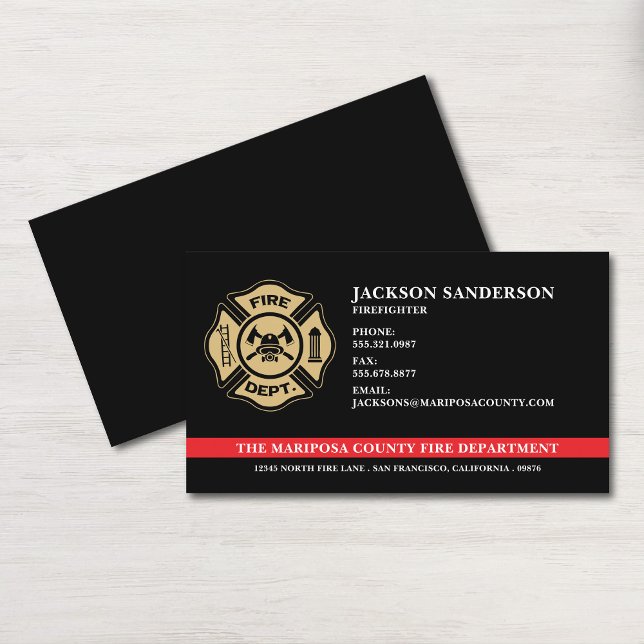 Feuerwehr-Feuerwehr-Abteilung Feuerwehrleute Logo Visitenkarte (Custom Firefighter Fire Department Fireman Logo Business Card)