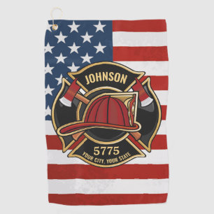 Feuerwehr Feuerwehr-Rettungsdienst USA-Flagge Maßg Golfhandtuch
