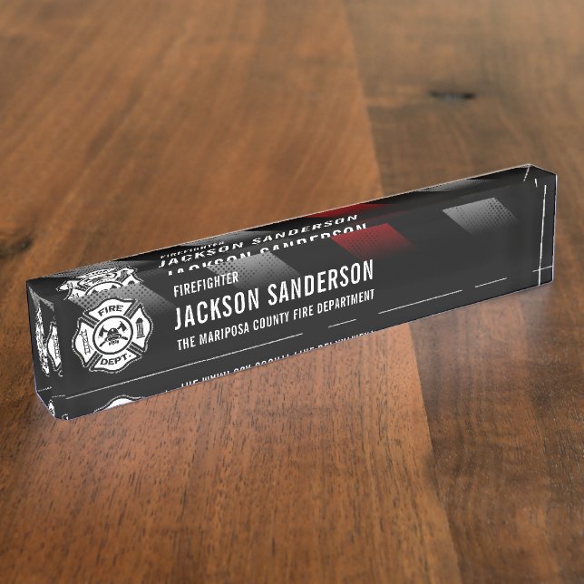 Feuerwehr: Feuerwehrfeuerwehrschiff mit dünner rot Namensplakette (Seite)