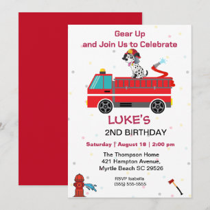 Feuerwehr Feuerwehrmann Kinder 2. Geburtstag Party Einladung