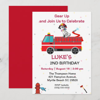 Feuerwehr Feuerwehrmann Kinder 2. Geburtstag Party Einladung
