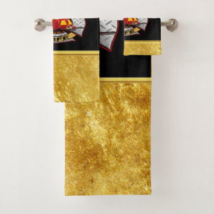 Feuerwehr-Gold-und Silber-Ehefrau-Abzeichen Badhandtuch Set