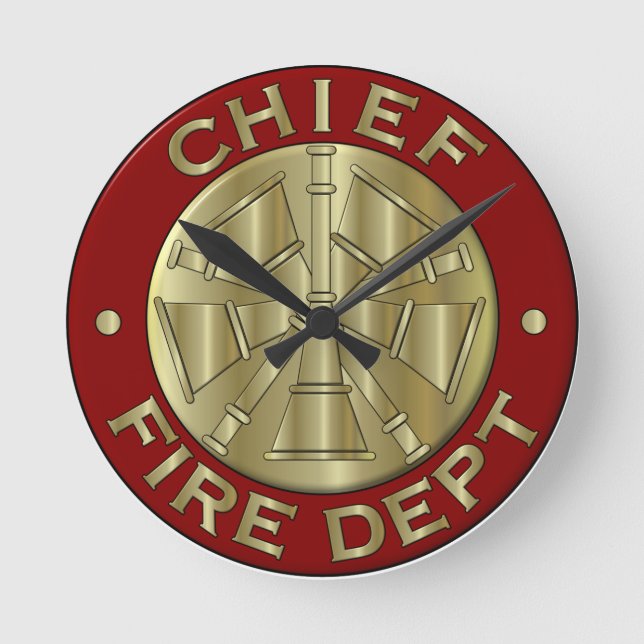 Feuerwehr-Hauptmessingsymbol Runde Wanduhr (Vorderseite)