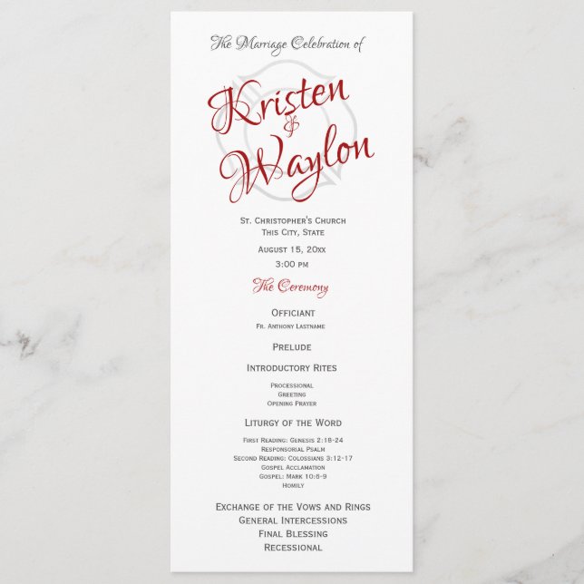 Feuerwehr-Hochzeitsprogramm Programm (Vorderseite)