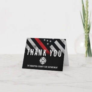 Feuerwehr in der Roten Linie Feuerwehrmann Dankeskarte