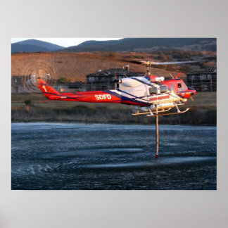Feuerwehr in San Diego Helicopter Poster