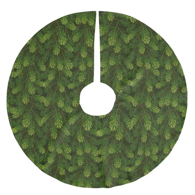 Feuerwehr/Kiefernzweige Polyester Weihnachtsbaumdecke (Vorderseite)