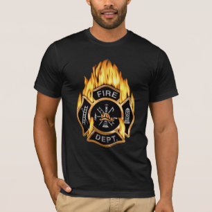 Feuerwehr-loderndes GoldAbzeichen T-Shirt