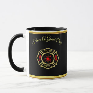 Feuerwehr-Logo Gold und hinteres Abzeichengold Tasse
