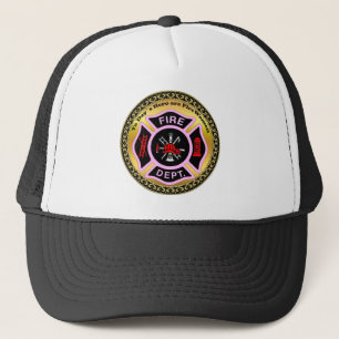Feuerwehr-Logo schwarzes und rosa Abzeichen Truckerkappe