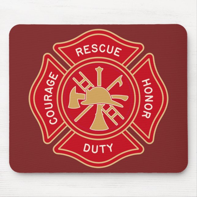 Feuerwehr-Maltese-Kreuz-Emblem Mousepad (Vorne)