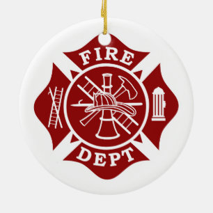 Feuerwehr-Malteserkreuz-Kreis-Ornament Keramikornament