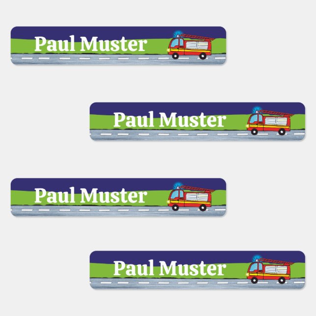 Feuerwehr Nacht - 96 schmale Kinder Etiketten (Gruppe)