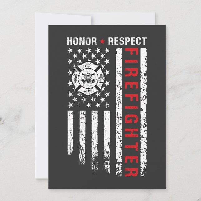 Feuerwehr Red Line US-Flagge Einladung (Vorderseite)