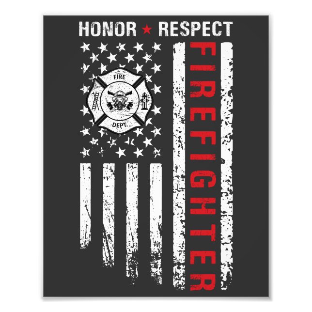 Feuerwehr Red Line US-Flagge Fotodruck (Vorne)