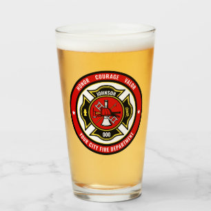 Feuerwehr-Rettung ADD NAME Feuerwehr-Abzeichen Glas