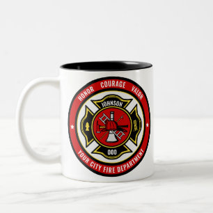 Feuerwehr-Rettung ADD NAME Feuerwehr-Abzeichen Zweifarbige Tasse