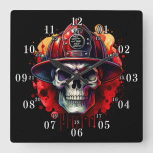Feuerwehr-Schädel Nass auf dem Roten Quadratische Wanduhr