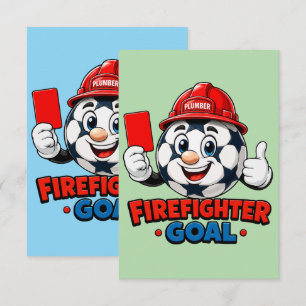 Feuerwehr-Schiedsrichter-Maskottchen beim Fußball Dankeskarte