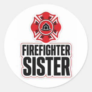 Feuerwehr-Schwester Runder Aufkleber