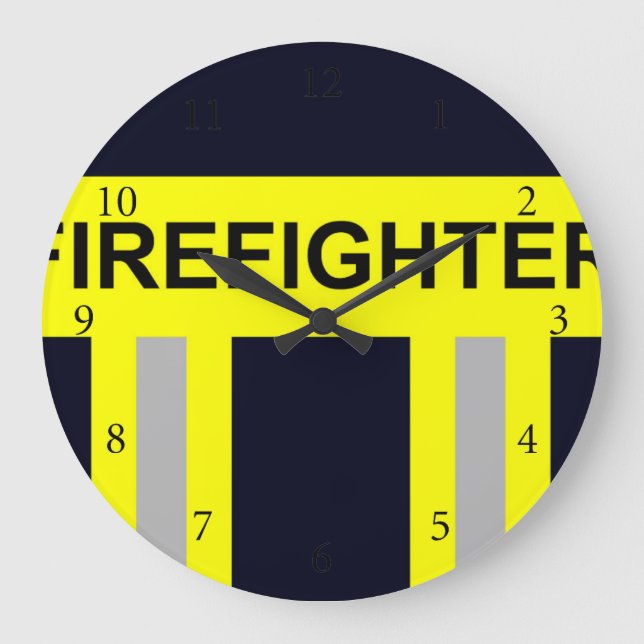 Feuerwehr Symbol Uniform Blau Große Wanduhr (Vorderseite)