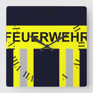 Feuerwehr Symbol Uniform Blau Quadratische Wanduhr
