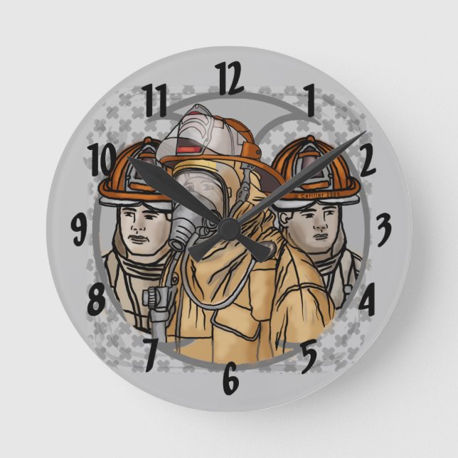 Feuerwehr-Team-Uhr Runde Wanduhr (Vorderseite)