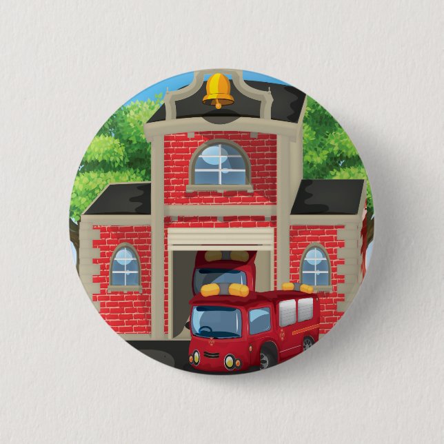 Feuerwehr und Feuerwehrfahrzeug Button (Vorderseite)