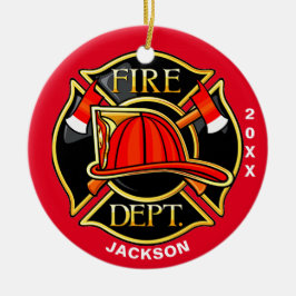 Feuerwehr und Rettungsemblem Rote Keramik Ornament