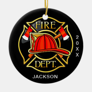 Feuerwehr - Weihnachten Keramik Ornament