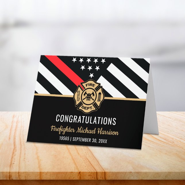 Feuerwehrabteilung Abschluss der Feuerwehr Karte (Firefighter Red Line Flag Fire Academy Graduation Card)