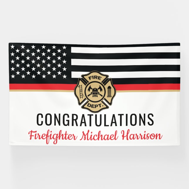 Feuerwehrakademie Thin Red Line Abschluss Banner (Horizontal)