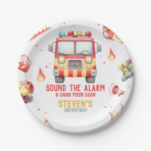 Feuerwehrauto Alarm Baby Shower Pappteller