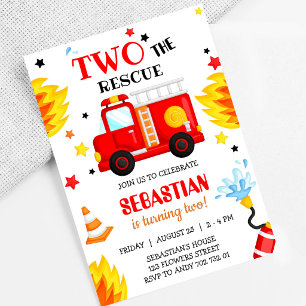 Feuerwehrauto Feuerwehrmann 2. Geburtstag Zwei zur Einladung