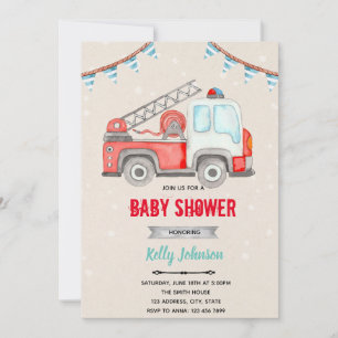 Feuerwehrauto Feuerwehrmann Babyshower-Themen-Einl Einladung