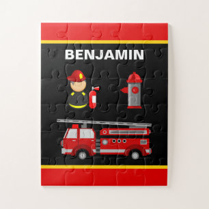 Feuerwehrauto Feuerwehrmann Personalisierter Kinde Puzzle