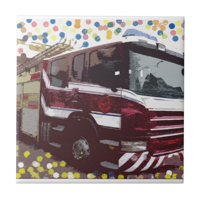 Feuerwehrauto Fliese (Vorderseite)