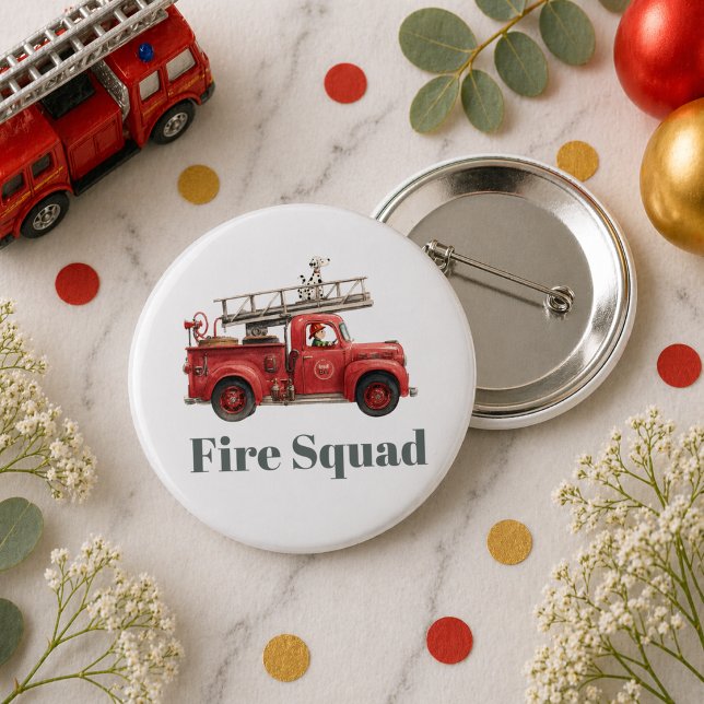 Feuerwehrauto Geburtstagsfeier Button (Fire Truck Birthday Firetruck Party Button)
