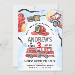 Feuerwehrauto Geburtstagspartei Einladung