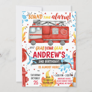 Feuerwehrauto Motor Geburtstag Einladung