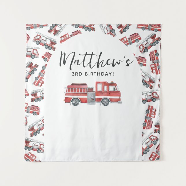 Feuerwehrauto Motor Geburtstagsparty Hintergrund Wandteppich (Vorderseite)