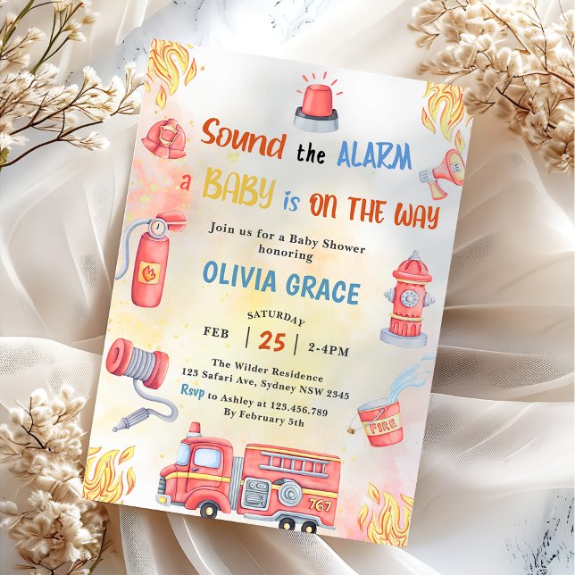 Feuerwehrauto Motor Kinderdusche Party Einladung (Von Creator hochgeladen)