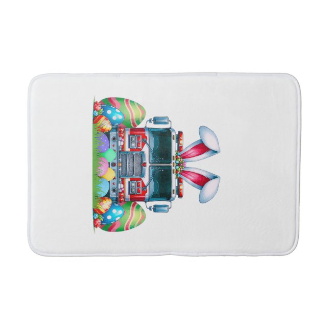 Feuerwehrauto Ostern Hasenohren Feuerwehrmann Oste Badematte (Vorderseite)