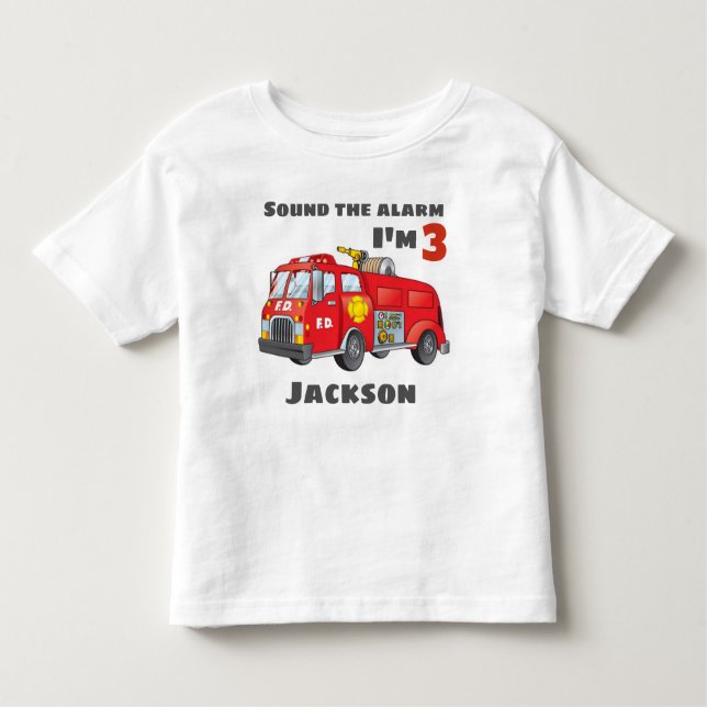 Feuerwehrauto Personalisiert Geburtstagshirt Kleinkind T-shirt (Vorderseite)