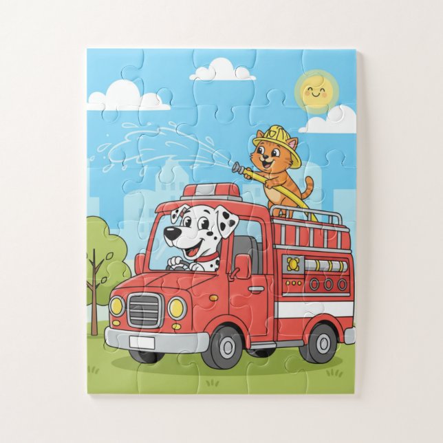 Feuerwehrauto-Puzzle für Kinder Puzzle (Vertikal)