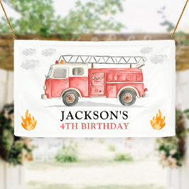 Feuerwehrauto Ruft Alle Feuerwehrmänner Jungen Geb Banner