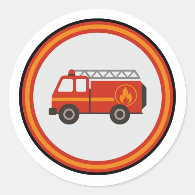 Feuerwehrauto  runder aufkleber (Vorderseite)